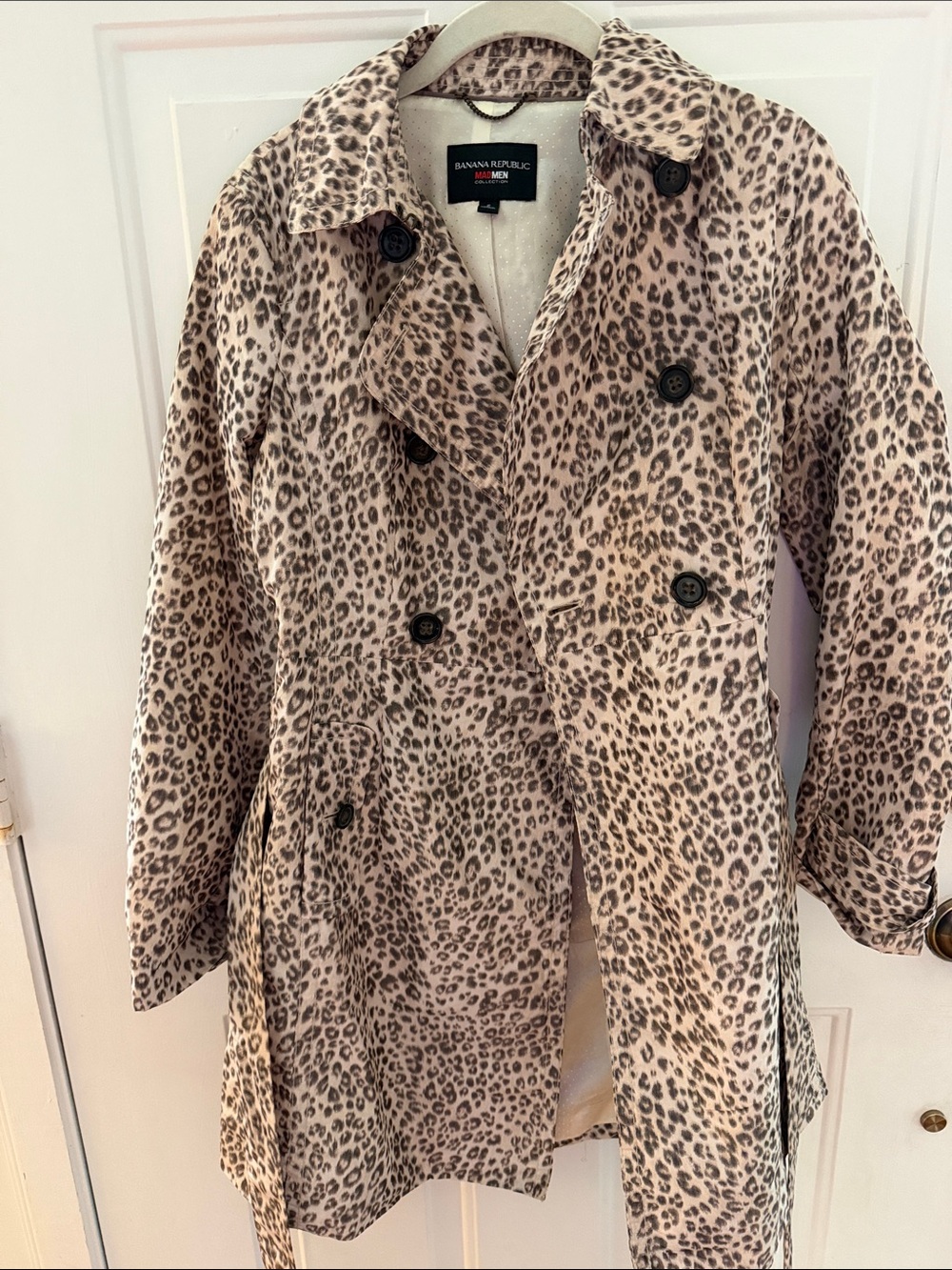 Banana Republic Leopard-Print Double-Breasted Trench Coat - Beige and Brown